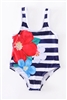 Stripe Floral Bathing Suit